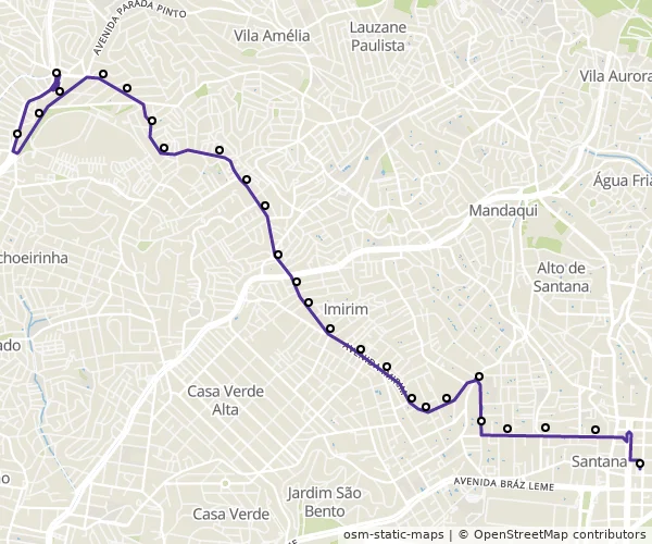 Mapa do itinerário da linha