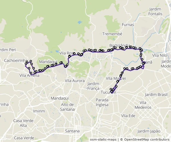 Mapa do itinerário da linha