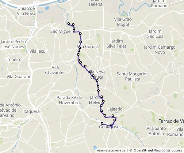 Mapa do itinerário da linha