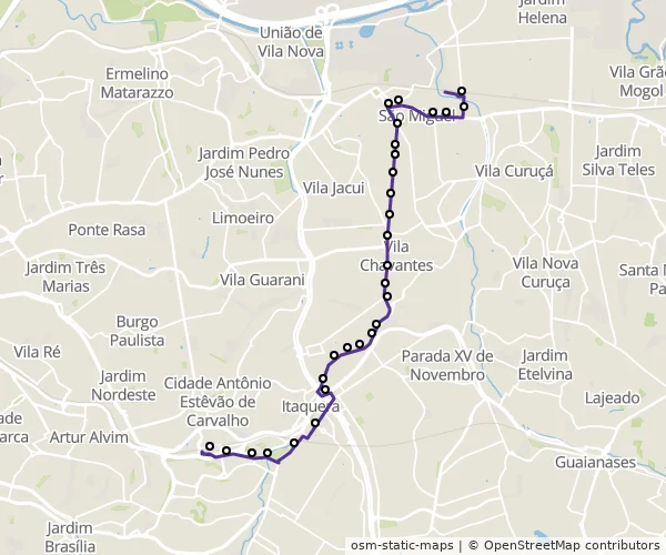 Mapa do itinerário da linha