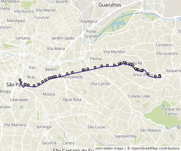 Mapa do itinerário da linha