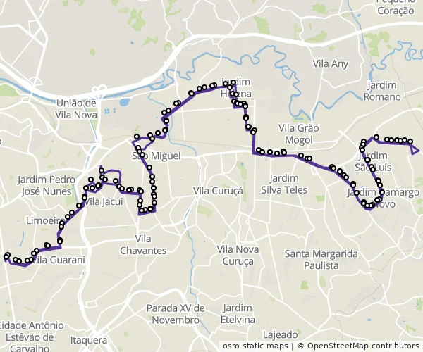Mapa do itinerário da linha