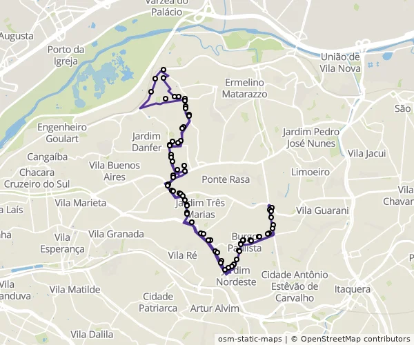 Mapa do itinerário da linha