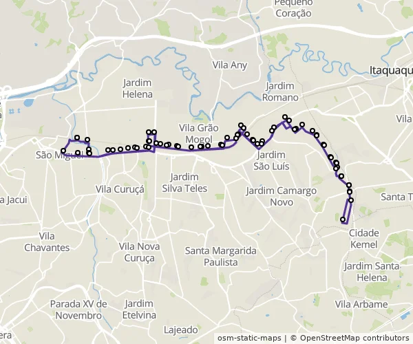 Mapa do itinerário da linha