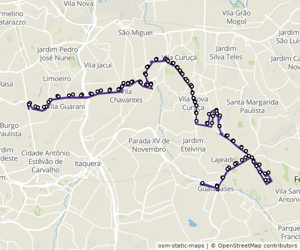 Mapa do itinerário da linha