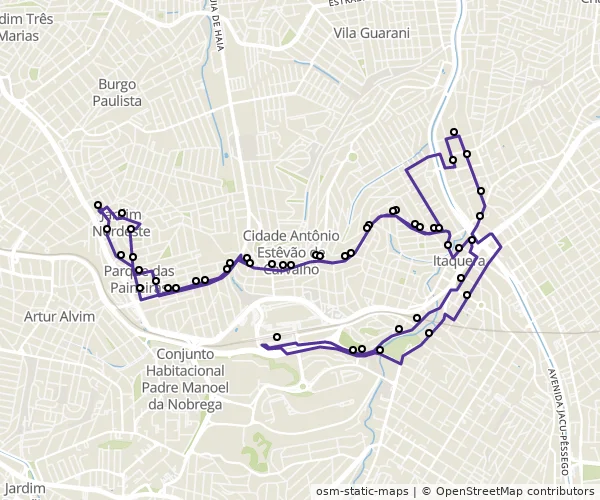 Mapa do itinerário da linha