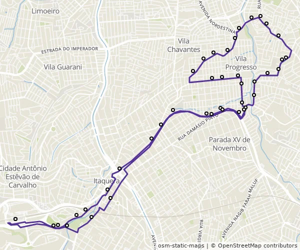 Mapa do itinerário da linha