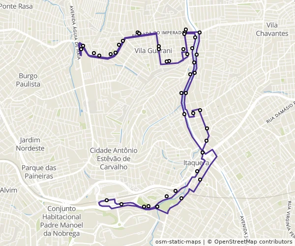 Mapa do itinerário da linha