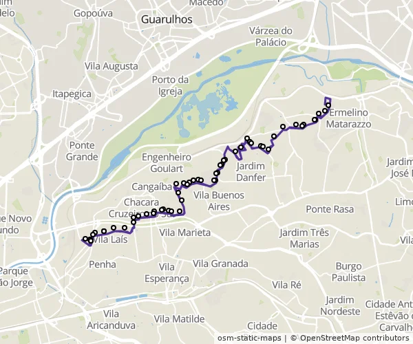 Mapa do itinerário da linha