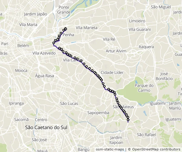 Mapa do itinerário da linha