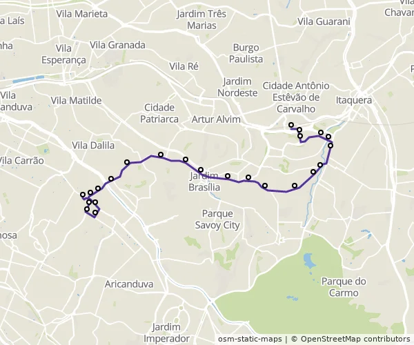 Mapa do itinerário da linha