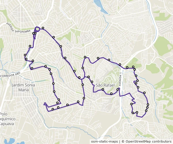 Mapa do itinerário da linha