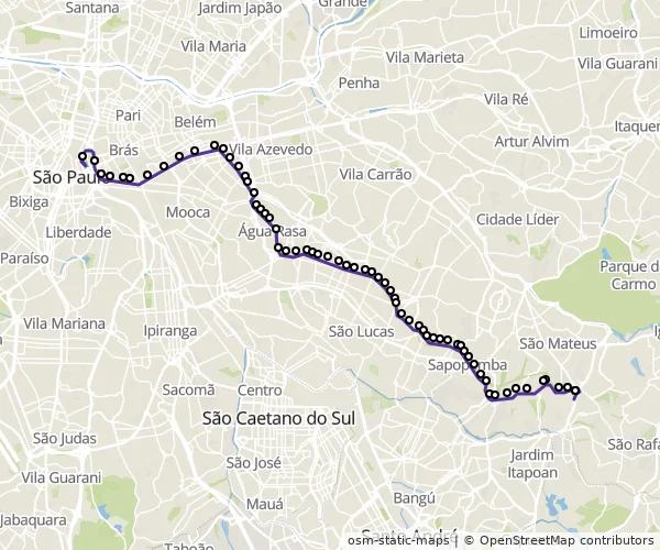 Mapa do itinerário da linha