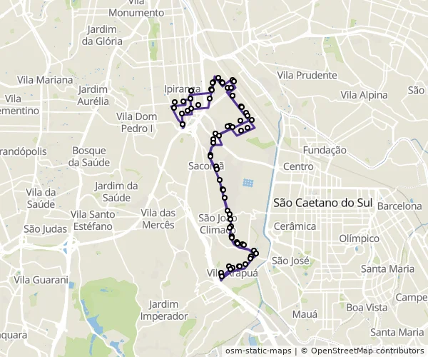 Mapa do itinerário da linha