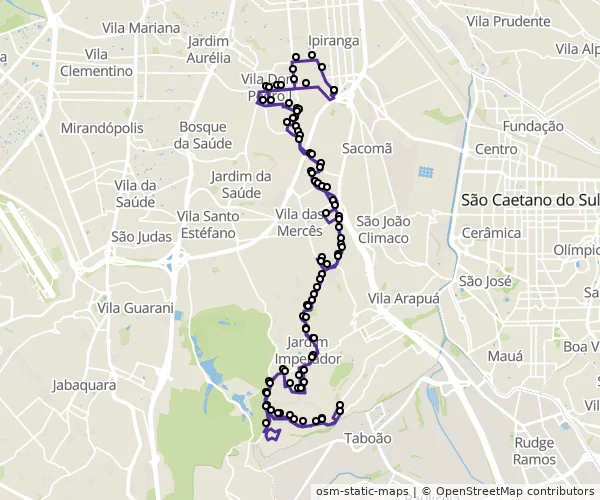 Mapa do itinerário da linha