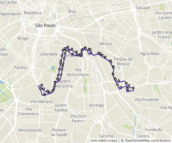 Mapa do itinerário da linha