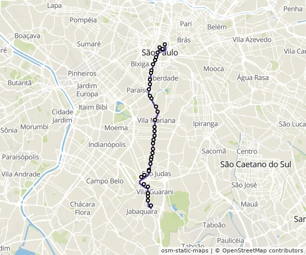 Mapa do itinerário da linha