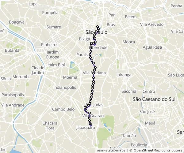 Mapa do itinerário da linha