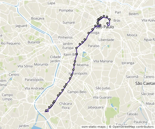 Mapa do itinerário da linha