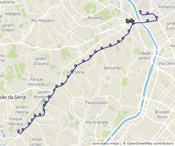 Mapa do itinerário da linha