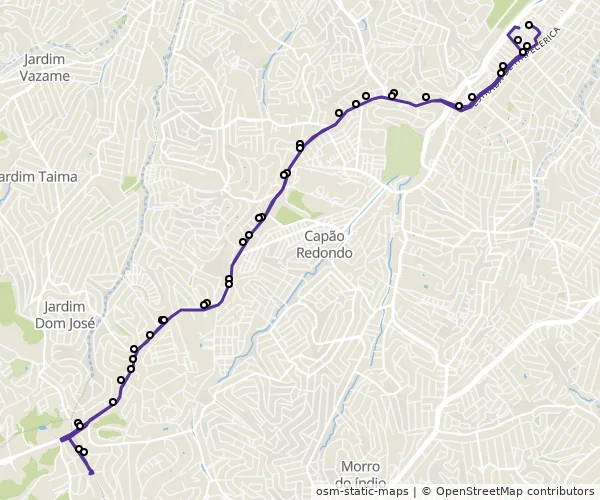 Mapa do itinerário da linha