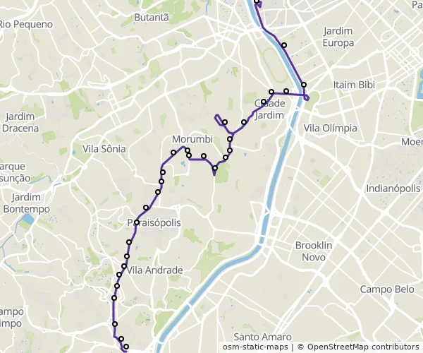 Mapa do itinerário da linha