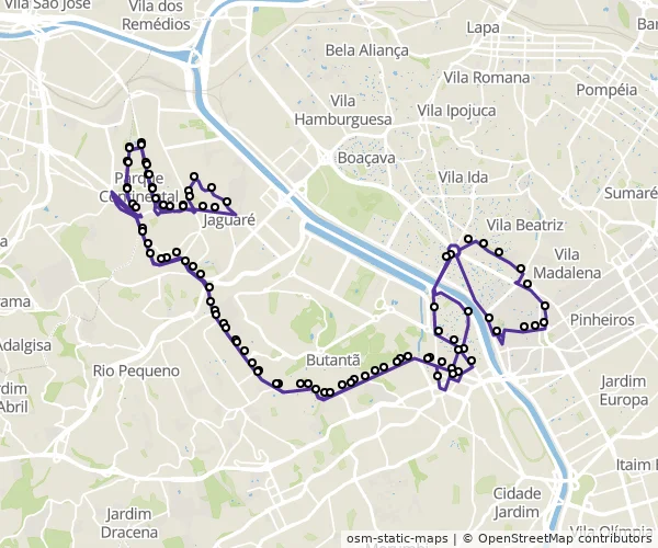 Mapa do itinerário da linha