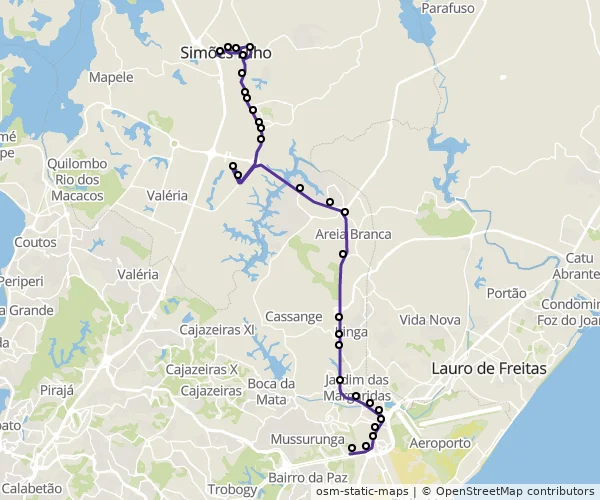 Mapa do itinerário da linha