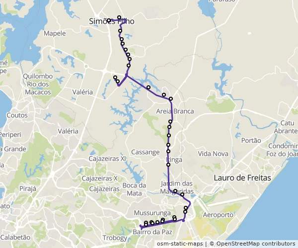 Mapa do itinerário da linha