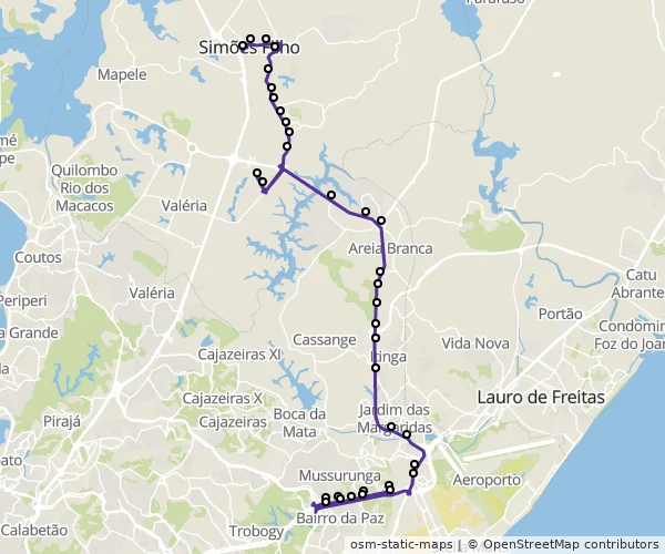 Mapa do itinerário da linha