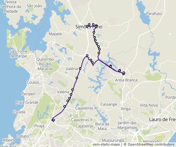 Mapa do itinerário da linha