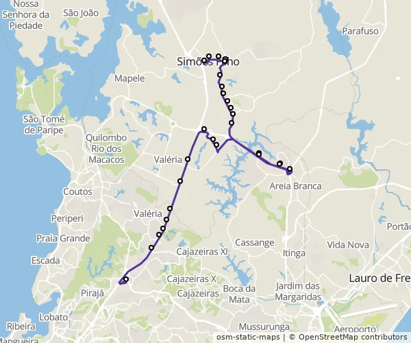Mapa do itinerário da linha