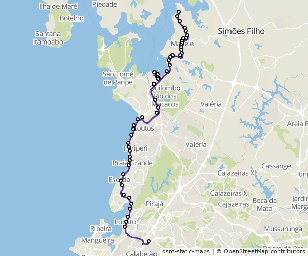 Mapa do itinerário da linha