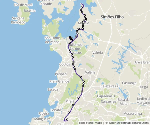 Mapa do itinerário da linha