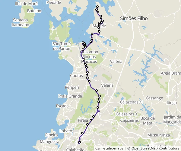 Mapa do itinerário da linha
