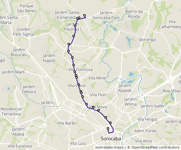 Mapa do itinerário da linha