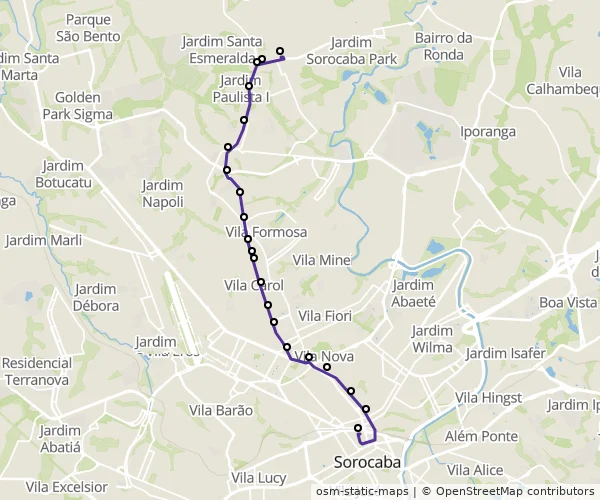 Mapa do itinerário da linha