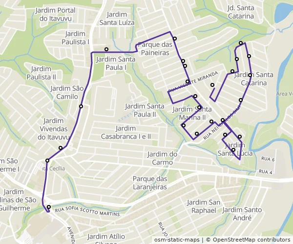 Mapa do itinerário da linha