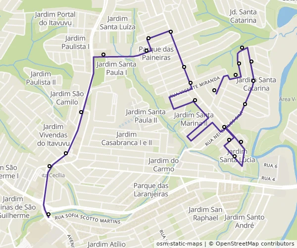Mapa do itinerário da linha