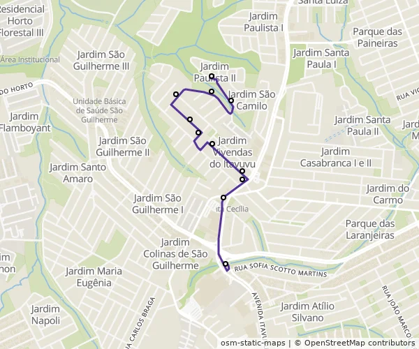 Mapa do itinerário da linha