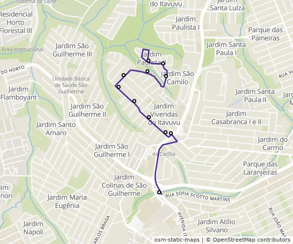 Mapa do itinerário da linha