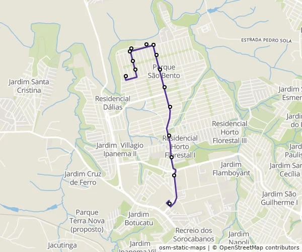 Mapa do itinerário da linha