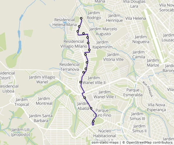 Mapa do itinerário da linha