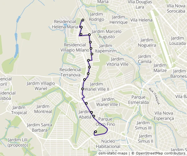 Mapa do itinerário da linha