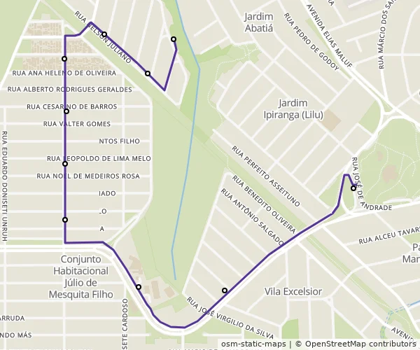 Mapa do itinerário da linha
