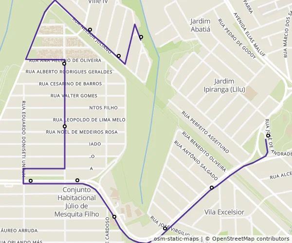 Mapa do itinerário da linha