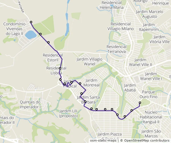 Mapa do itinerário da linha