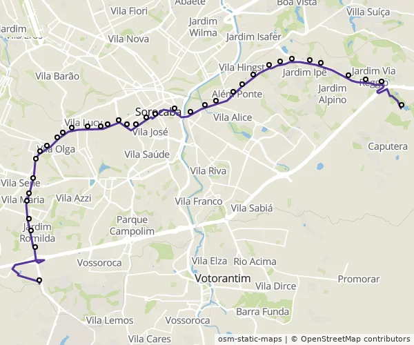 Mapa do itinerário da linha