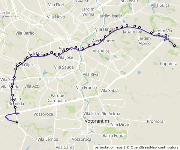 Mapa do itinerário da linha