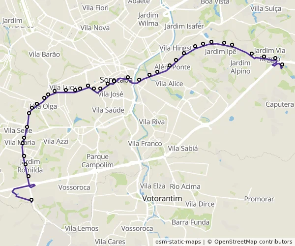 Mapa do itinerário da linha